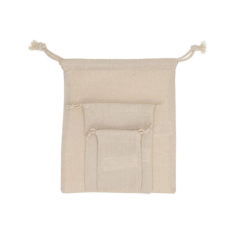 Beige recycled cotton drawstring bag - Image 3