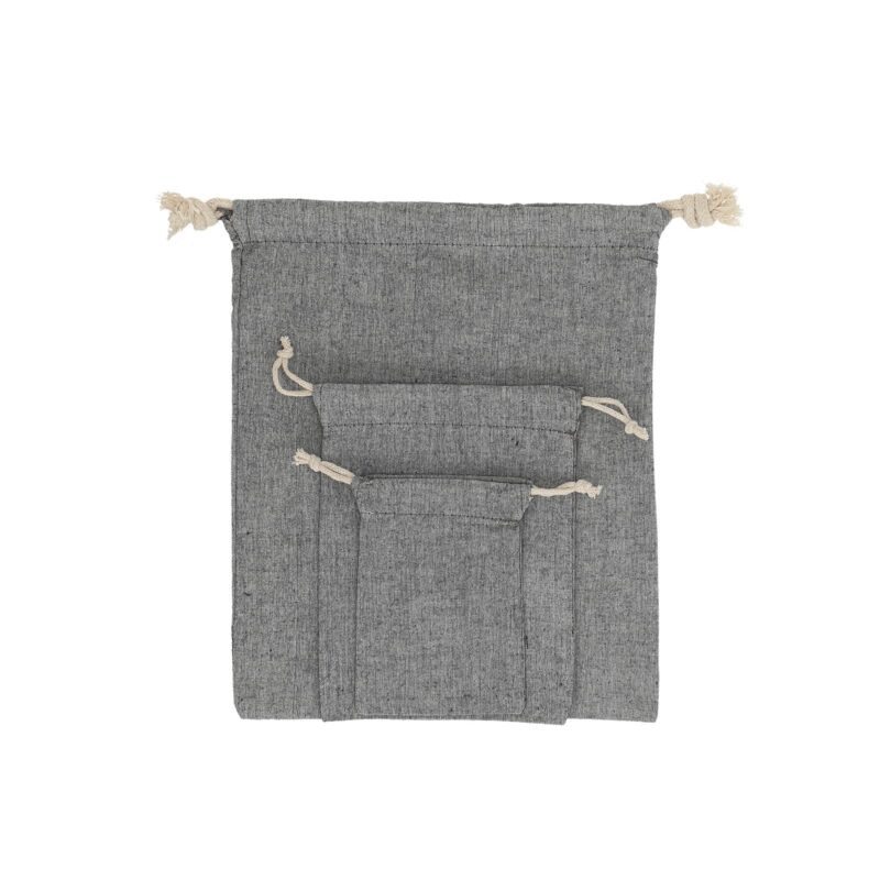 Black recycled cotton drawstring bag - Image 3