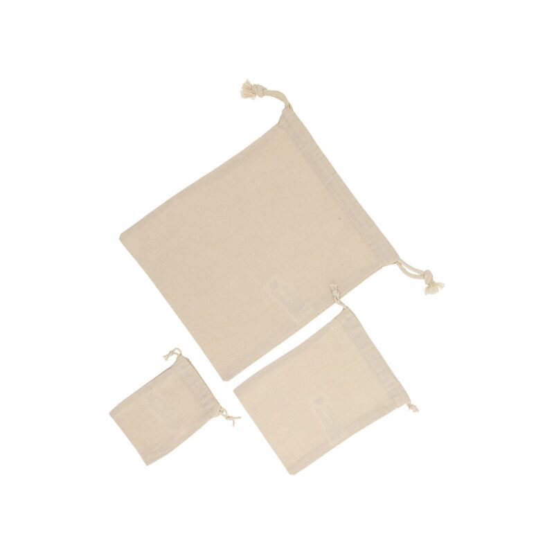 Beige recycled cotton drawstring bag - Image 2