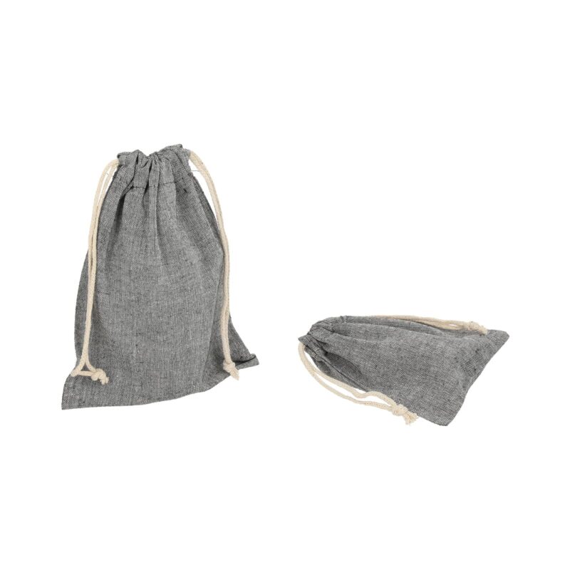 Black recycled cotton drawstring bag